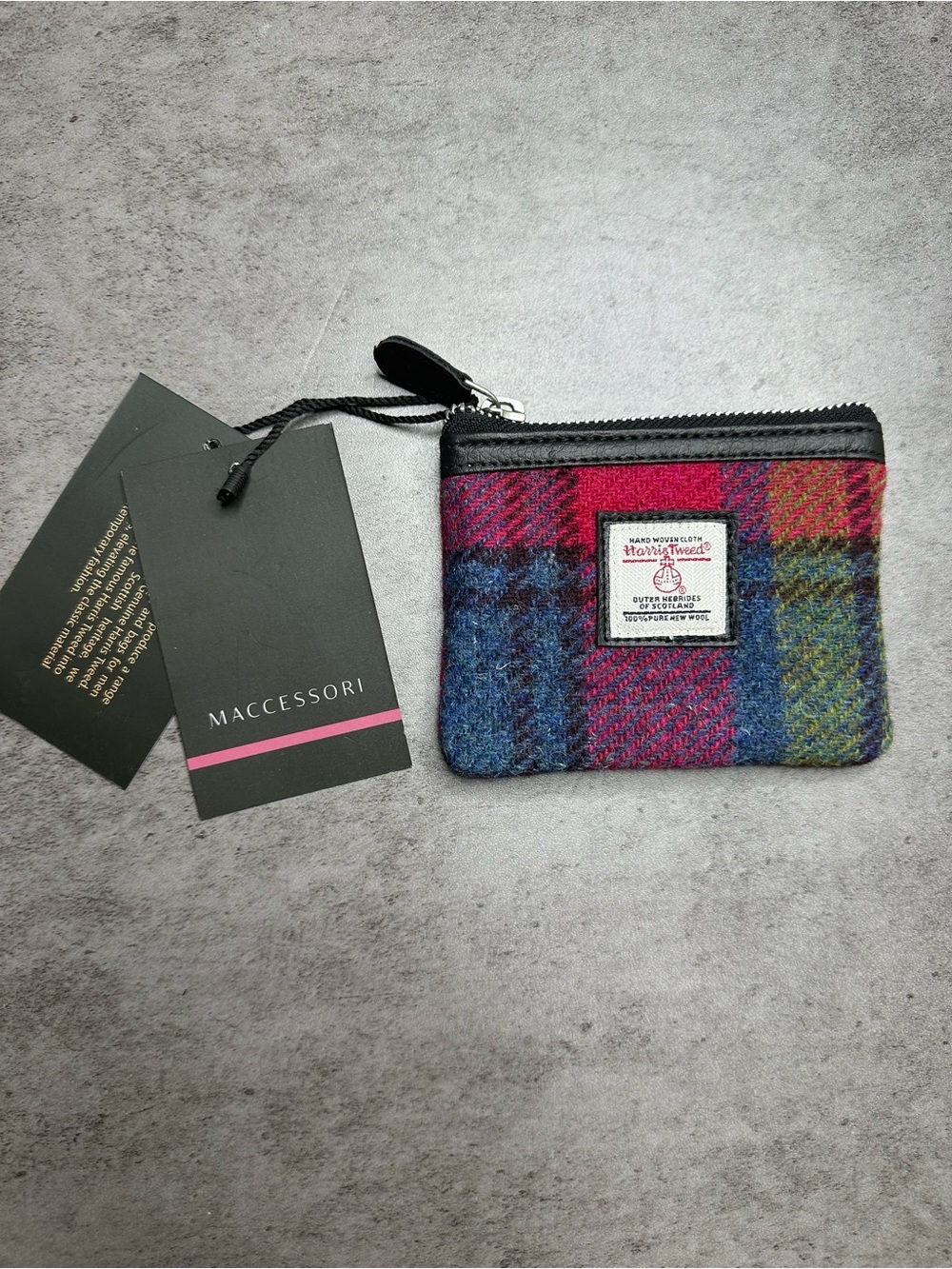 Harris Tweed Coin Purse Card Holder Wallet Wool Tartan Zip Pouch Scotland
